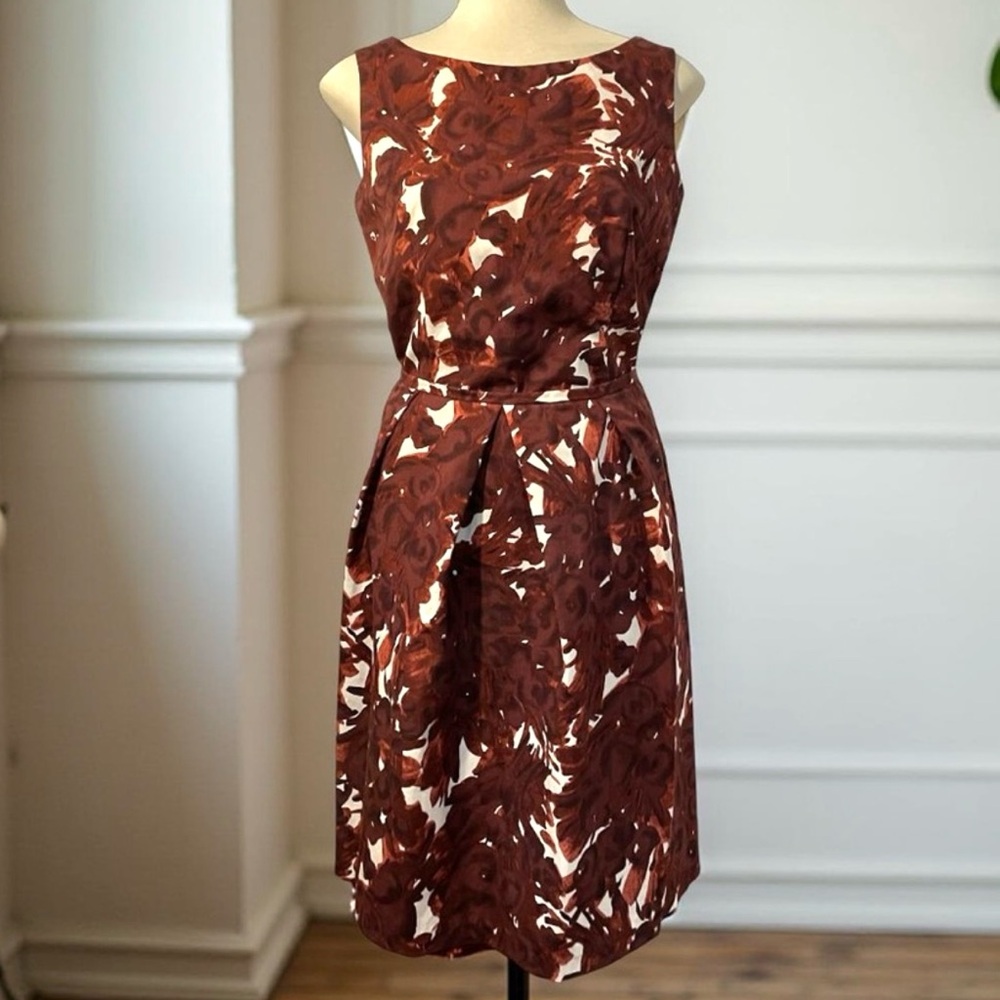 [8] MURIEL DOMBRET Dress set two-piece tank skirt maroon cotton Workwear red